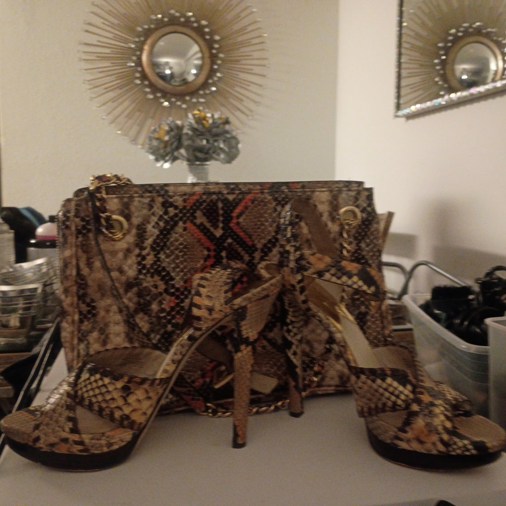 Michael Kors Snakeskin Pattern Heels And Purse